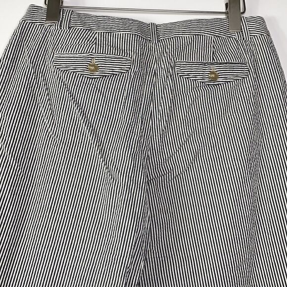 Loft Seersucker Cropped Stripe Capri Pants Navy 8P - Picture 6 of 11